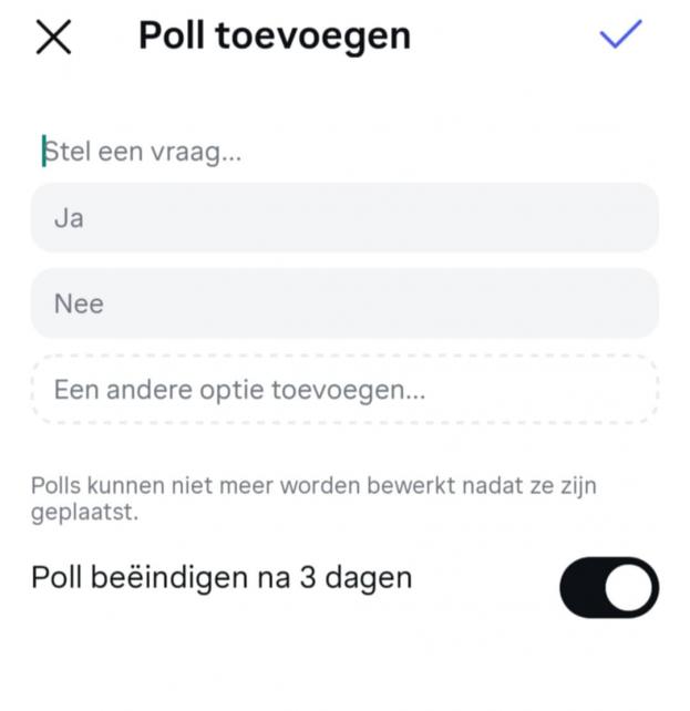 Voorbeeld poll toevoegen Instagram reel