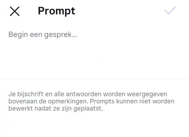 Voorbeeld prompt toevoegen Instagram