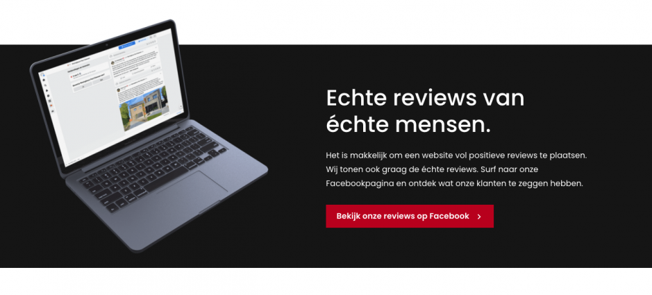 Voorbeeld van social proof principe: toevoegen van reviews op je website.