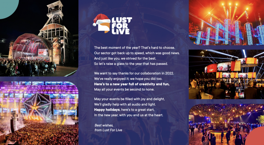 The best moments of the year: een kerstkaartje voor Lust For Live. 