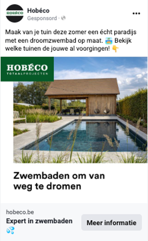 Advertentie Hobéco op Facebook