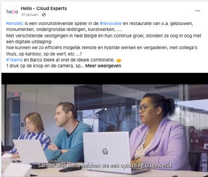 Facebook post van Hello met een video