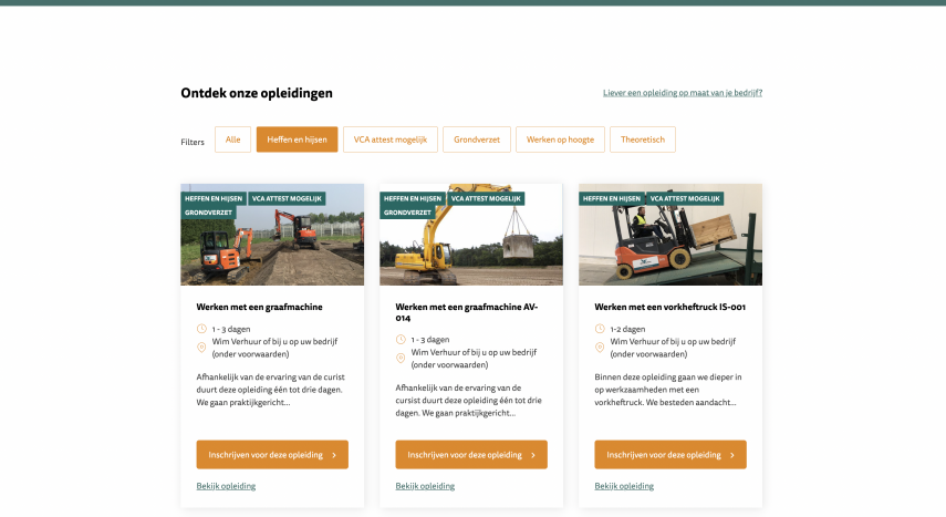 Koppeling tussen website en Business Central opleidingen module.