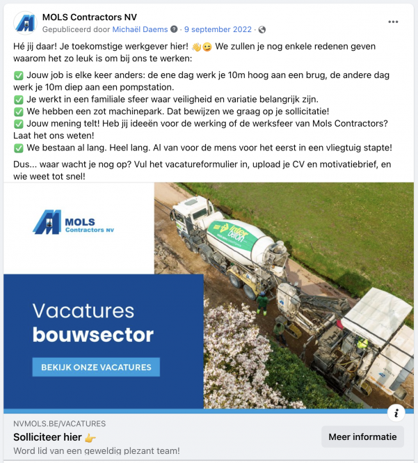 Remarketing advertentie voor vacatures 