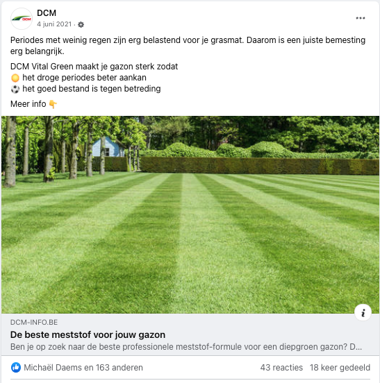 Facebookpost met bloglink DCM