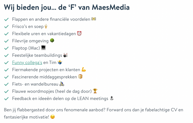 Hoe omschrijf je het aanbod van vacatureteksten - voorbeeld maesmedia