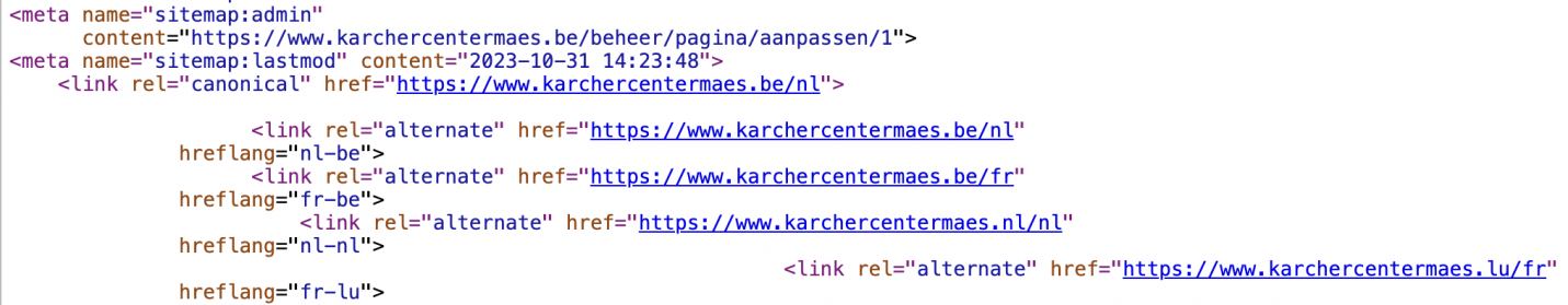 HREFLANG attributen voorbeeld van karchercentermaes.lu