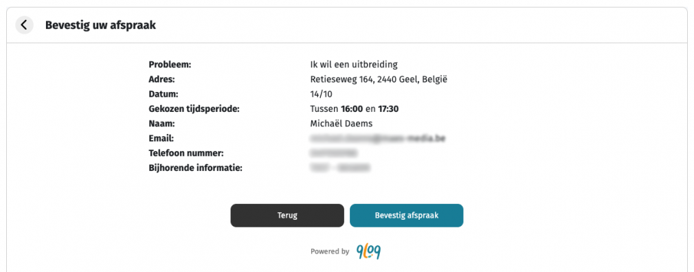 Qloq afspraak bevestigen
