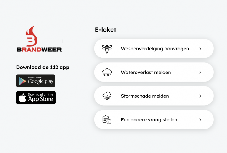 Voorbeeld van een footer van een website waarin snelle links naar het e-loket zijn verwerkt.