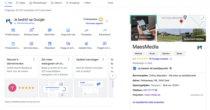 printscreen google my business van maesmedia