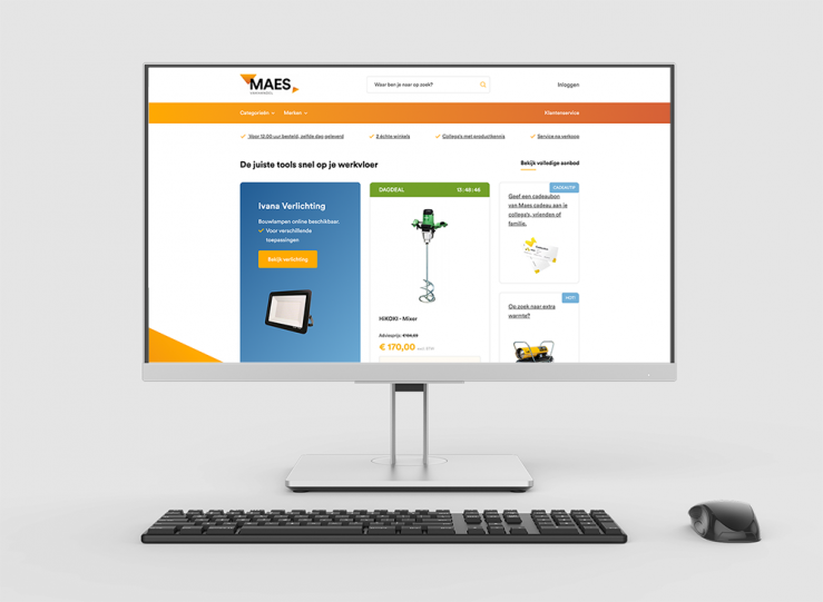 Voorbeeld van website met ERP-koppeling: maes vakhandel. 