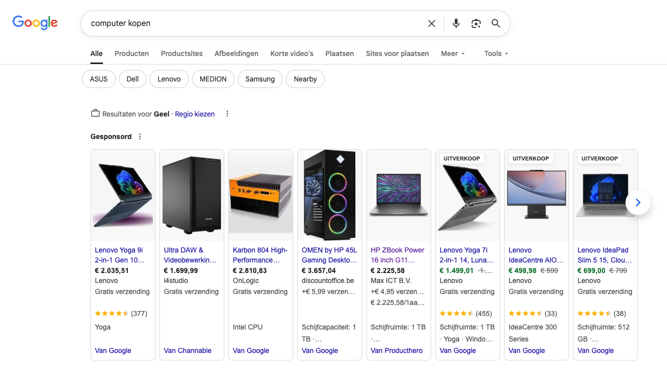 google shopping ad voorbeeld