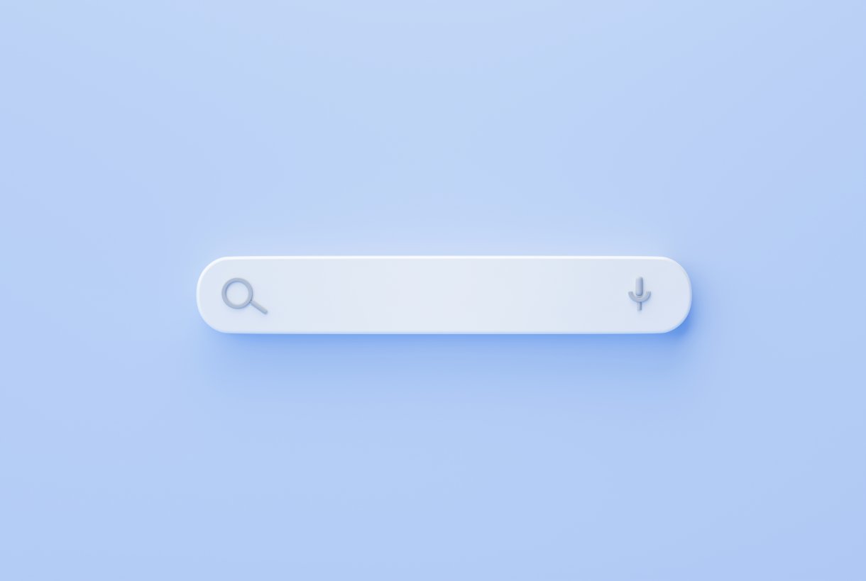moteur de recherche web de recherche de barre blanche sur fond bleu rendu 3d