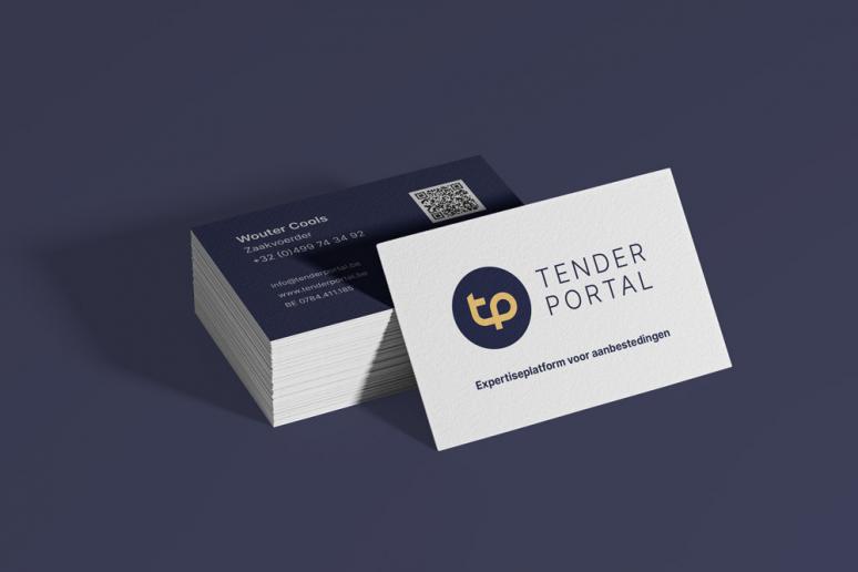 Grafisch design van de visitekaartjes voor tender portal.