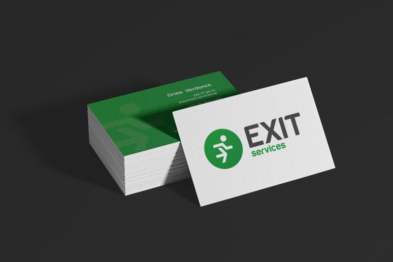 Grafisch design van de visitekaartjes voor exit services.